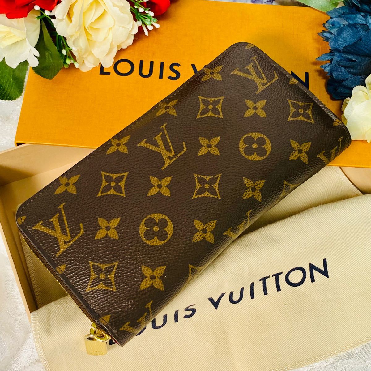 希少 内側ボルドー色】ルイヴィトン モノグラム ラウンドジップ 長財布