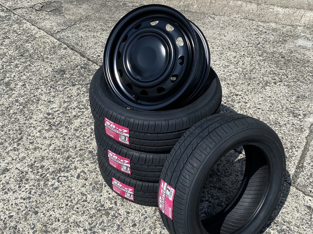 送料無料/オシャレ鉄ちん 14インチ4.5J+45 TOYO SD-K7 165/55R14 72V ブラックCAP ムーブキャンバス/スペーシア/N-ONE/ウエイク/軽自動車_画像4