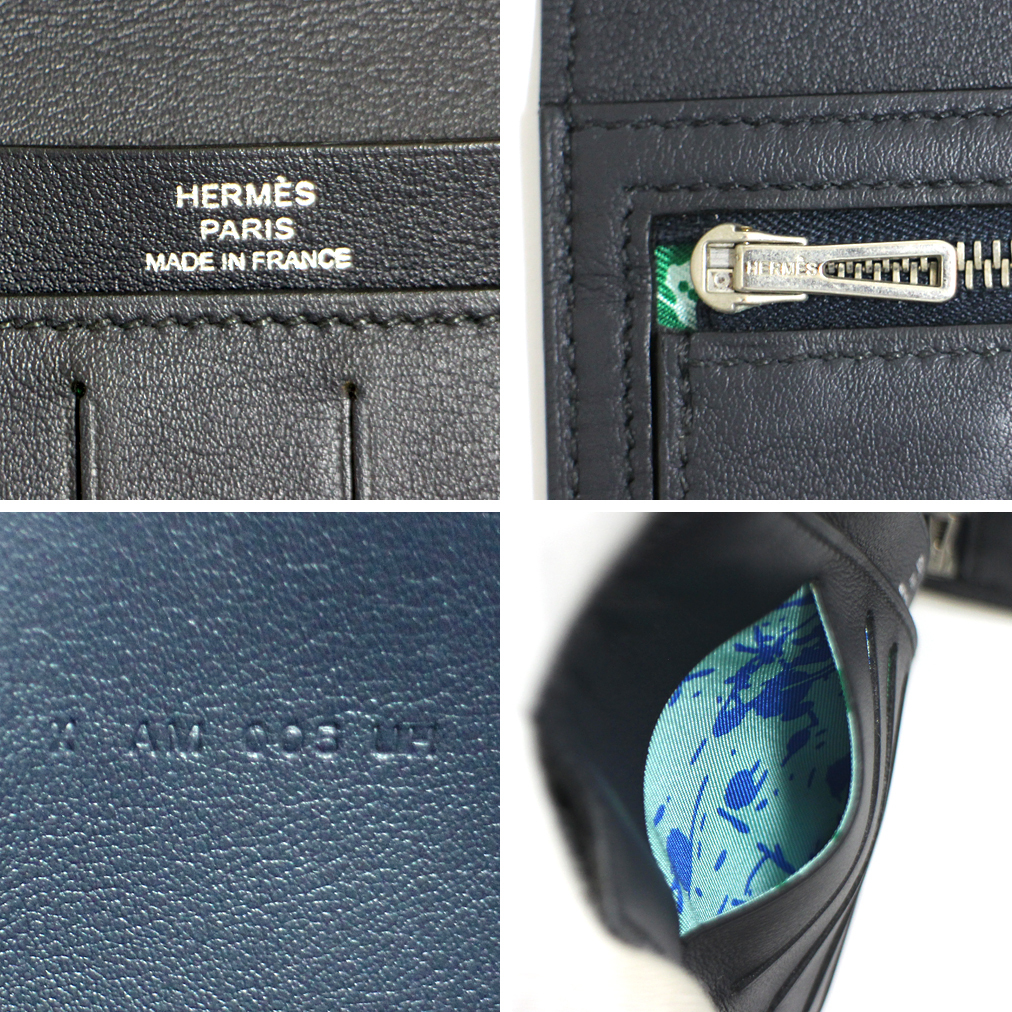 【HERMES】エルメス シチズン ツイル ロングウォレット シルクイン 長財布　X刻印　073779 CKAB　ブルー系_画像10