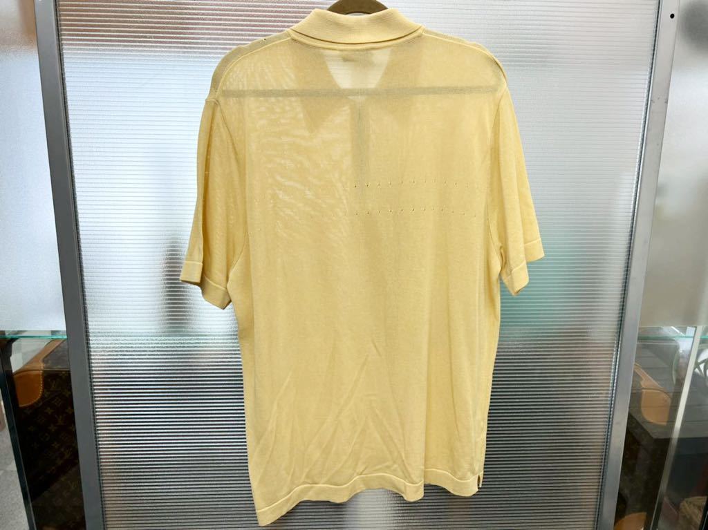 HERMES エルメス ジップアップ　半袖シャツ　コットンシャツ　サイズL ベージュ　メンズ　トップス　ポロシャツ　パンチング_画像5
