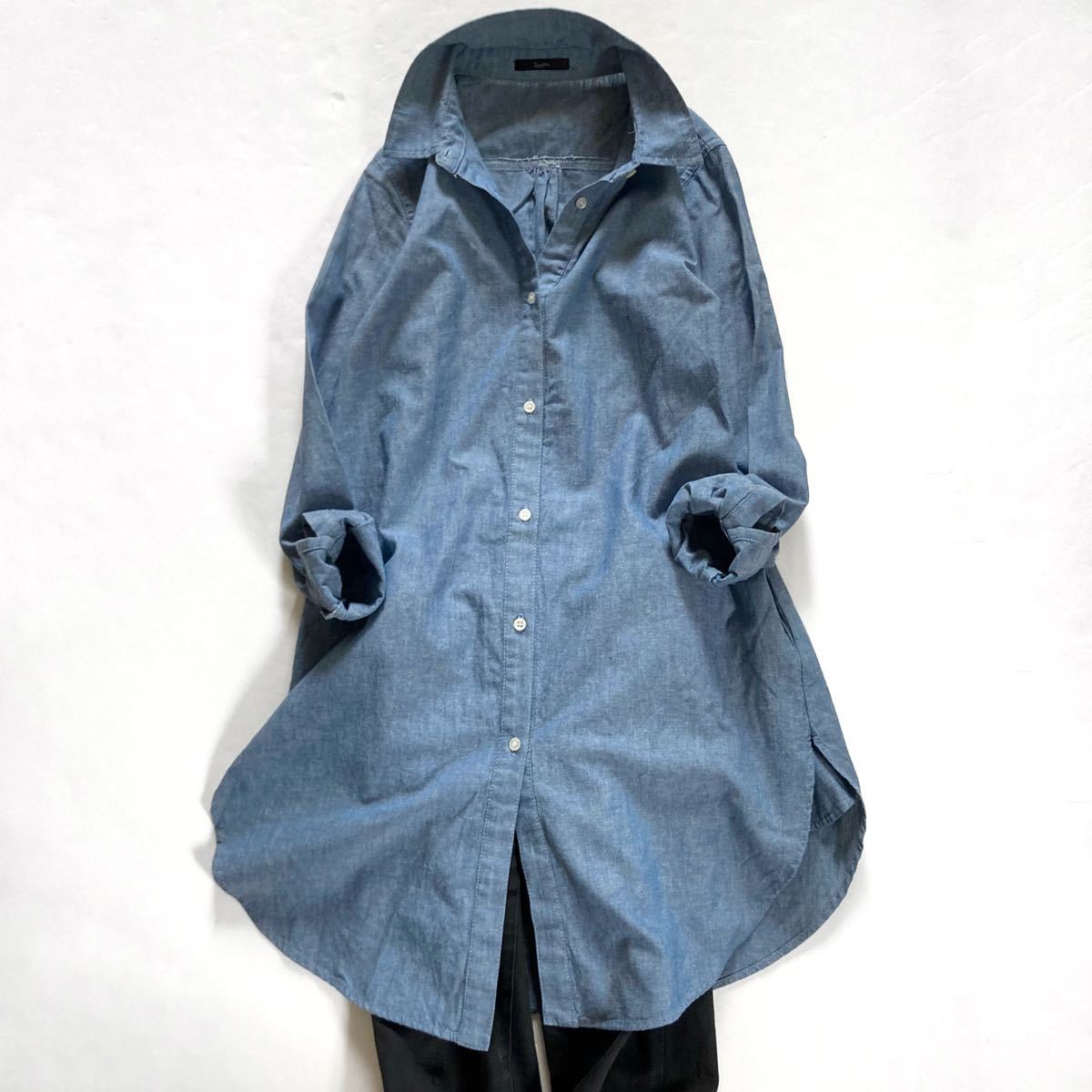 美品 アーバンリサーチロッソ デニム ロングシャツ バックリボン 美品 アーバンリサーチロッソ デニム ロングシャツ バックリボン