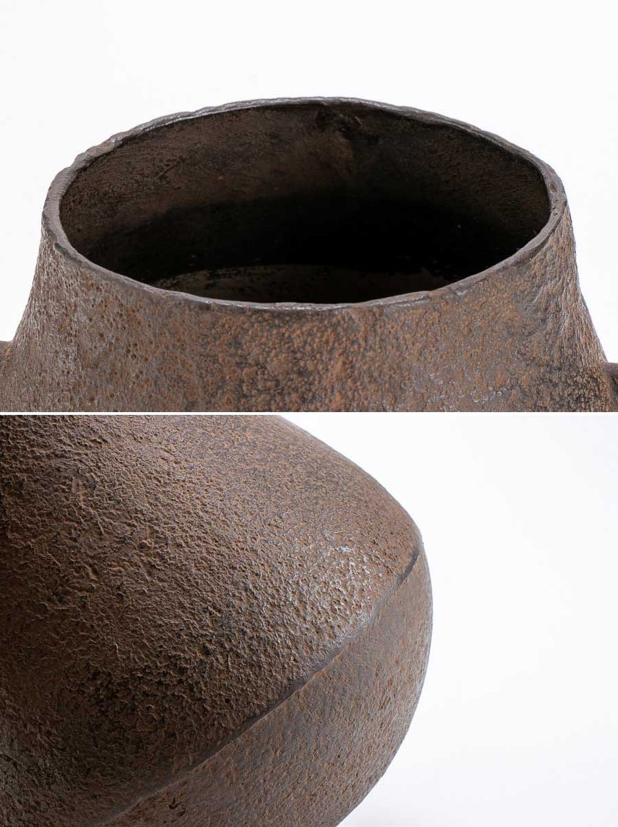 茶道具】『 門脇喜平 (かどわききへい) 惺斎好写 唐銅鶴首風炉釜 共 茶道具】『 門脇喜平 (かどわききへい) 惺斎好写 唐銅鶴首風炉釜 共