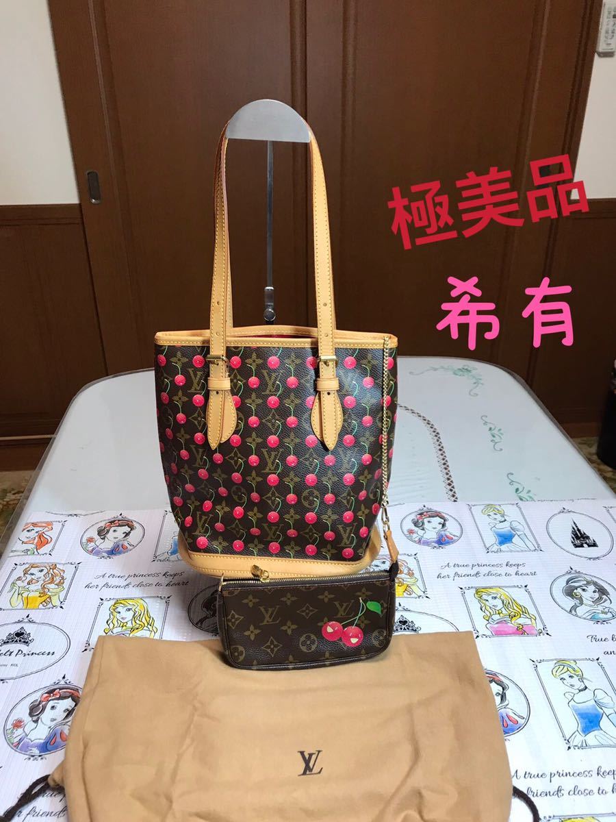 極美品，ルイヴィトン限定品村上隆チェリートートバッグPm ポーチ付き_画像1