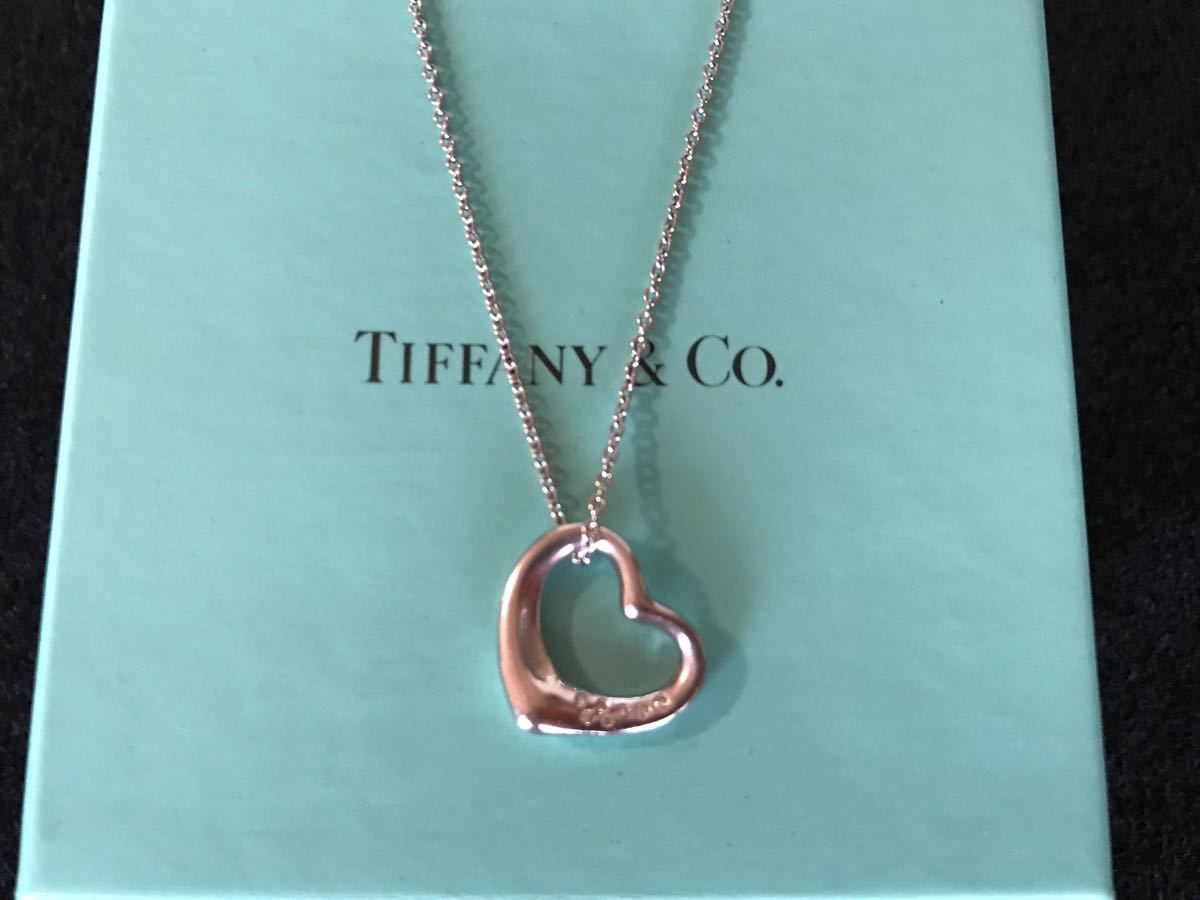 TIFFANY&Co.  ティファニー オープンハート　プラチナ　ダイヤモンド　ネックレス