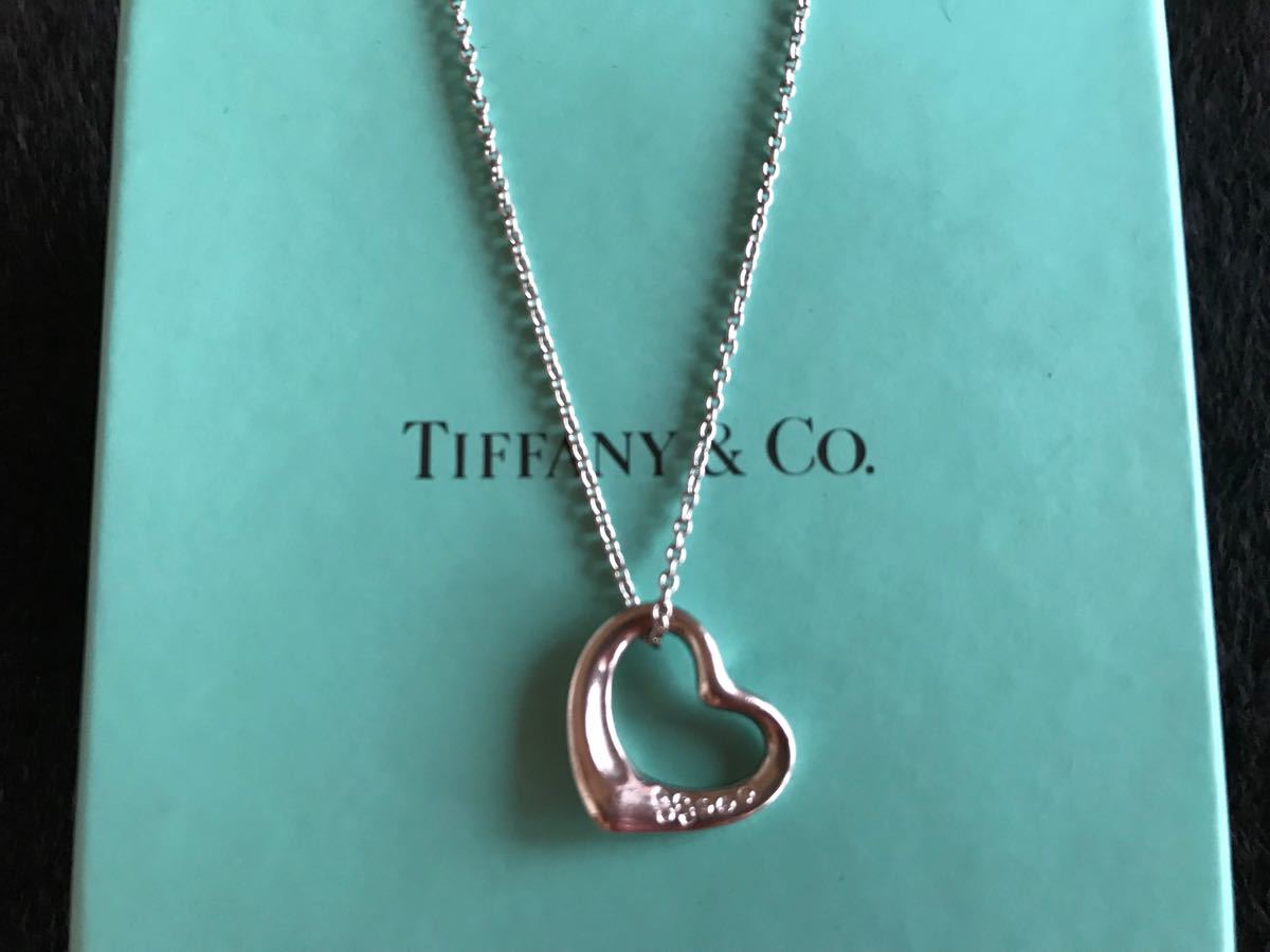 TIFFANY&Co.  ティファニー オープンハート　プラチナ　ダイヤモンド　ネックレス