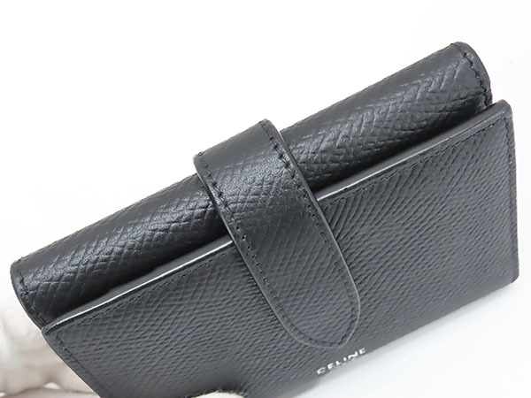ほぼ新品 セリーヌ ファインストラップウォレット 三つ折り財布 コンパクト財布 ブラック グレインドカーフスキン 10H483BEL.38SI 