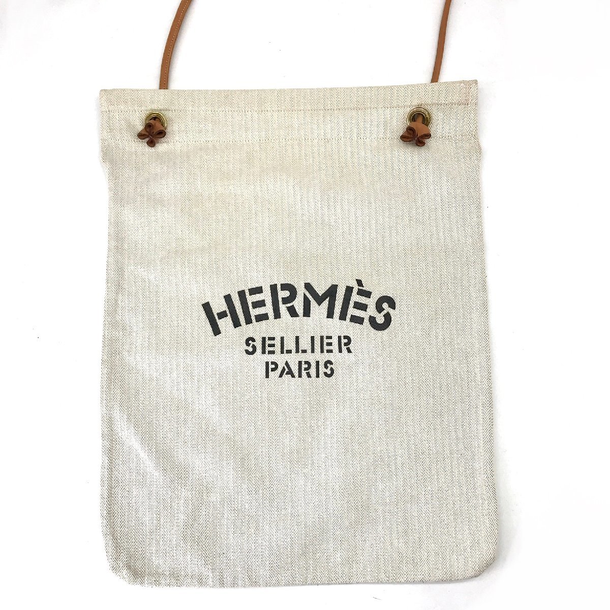 1円 HERMES エルメス キャンバス ロゴ アリーヌ ショルダー バッグ