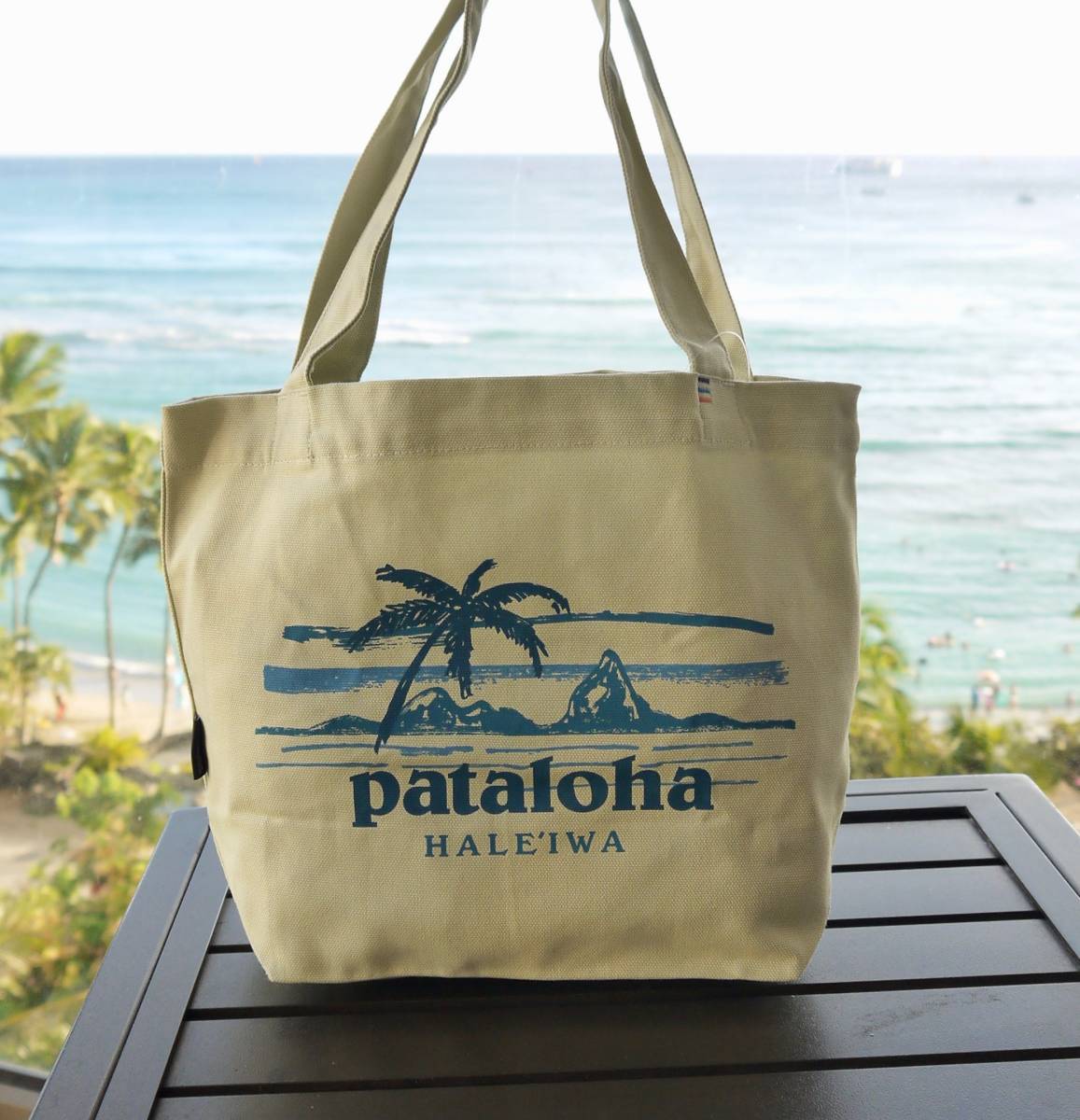 ★ハワイ直輸入 ★ハワイ限定 パタゴニア／patagonia／pataloha パタロハ ハレイワ限定！コットン トートバッグ＜ブルー＞_画像1