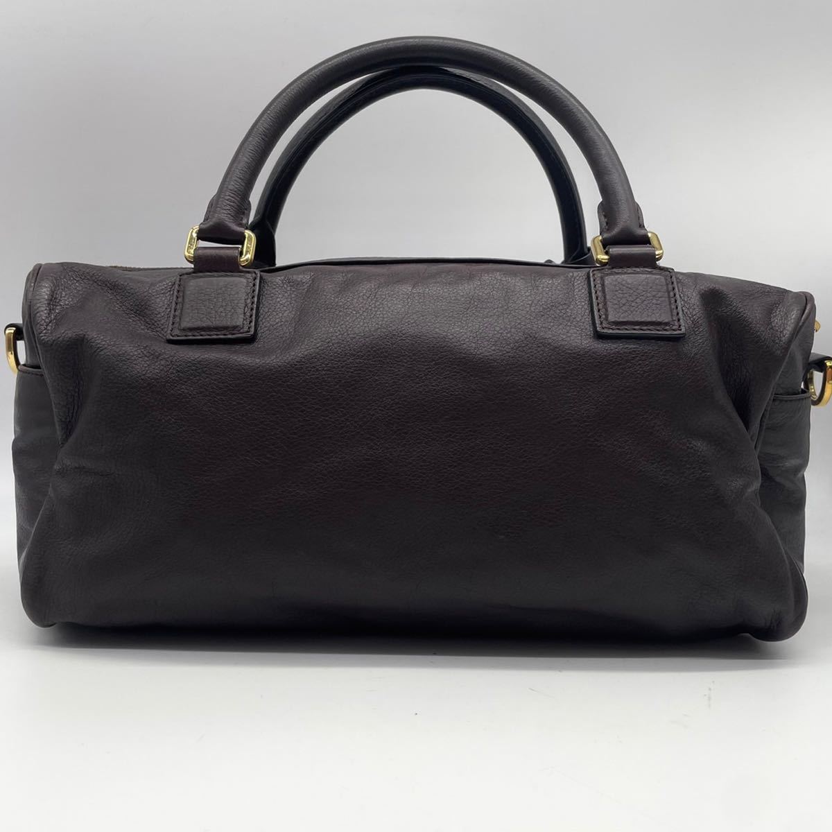 1円《極美品》LOEWE ロエベ 2way ボストンバッグ ハンドバッグ ショルダーバッグ アマソナ アナグラム 本革 レザー ブラウン系 レディース_画像3