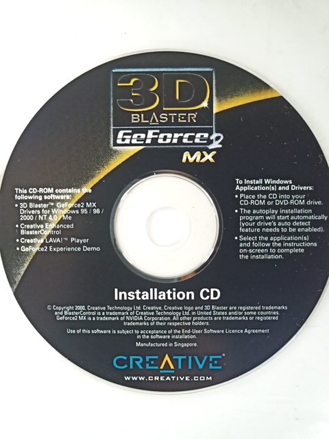 CREATIVE 3D BLASTER GeForce 2 MX Installation CDの画像1