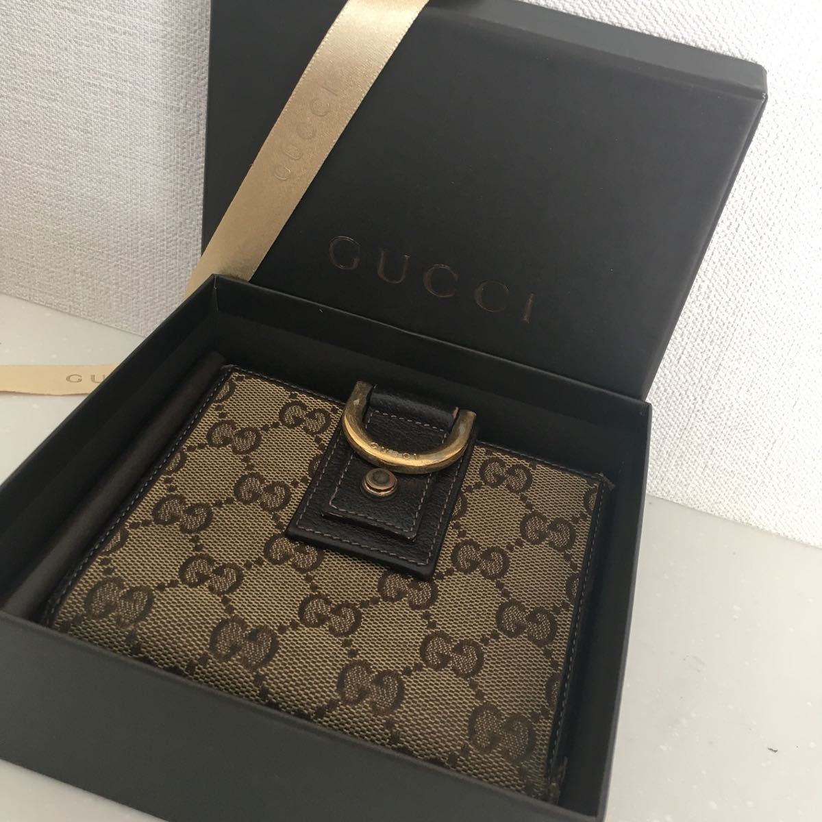 箱とリボン付き ショップカードアリ GUCCI グッチ 二つ折り財布