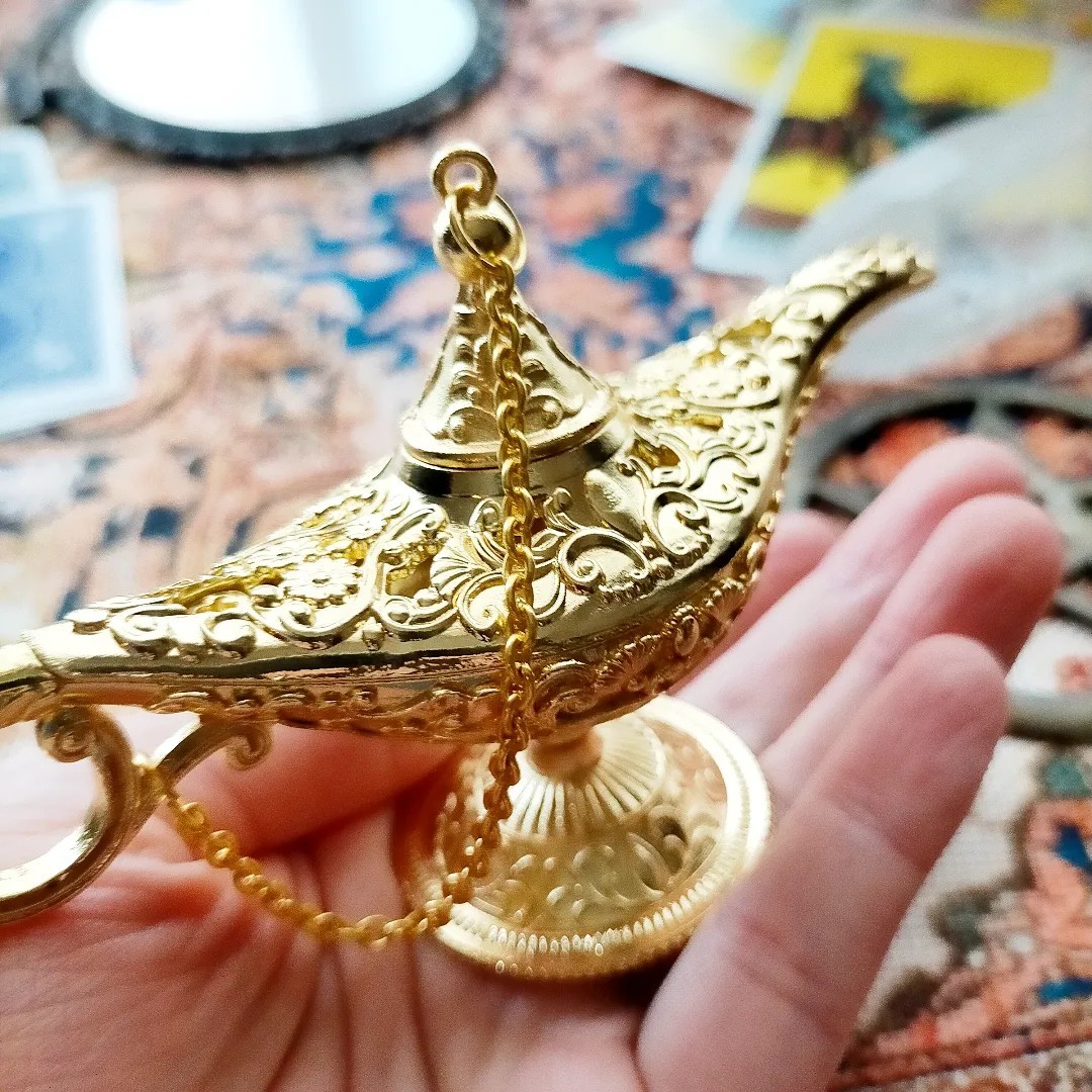 お香立て アラジン 魔法のランプ 香炉 ゴールド アンティーク ビンテージ 金