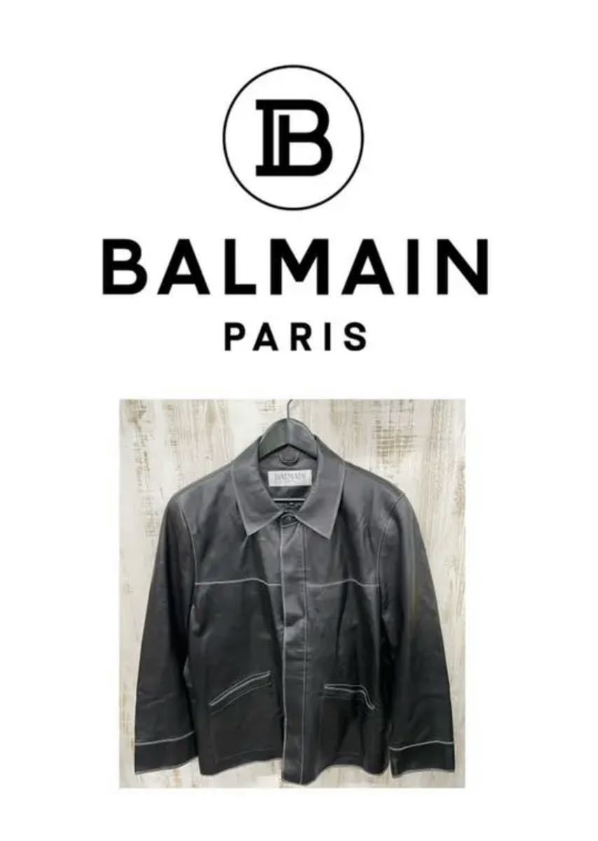 BALMAIN バルマン ラムレザージャケット コート 黒 9L相当 ％の