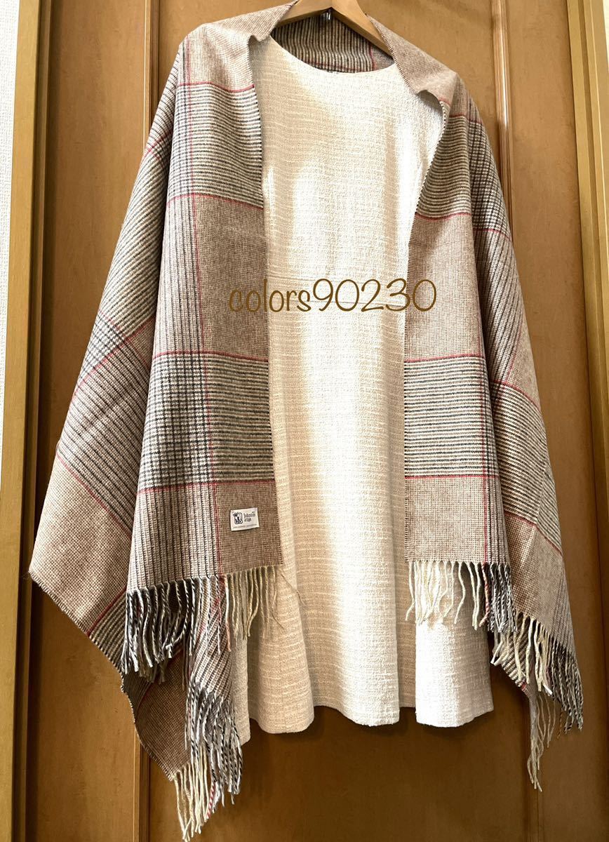廃盤希少 日本別注 極美品 ジョンストンズ カシミア ストール グレンチェック ブラウン カシミヤ 大判マフラー 男性にもおすすめです