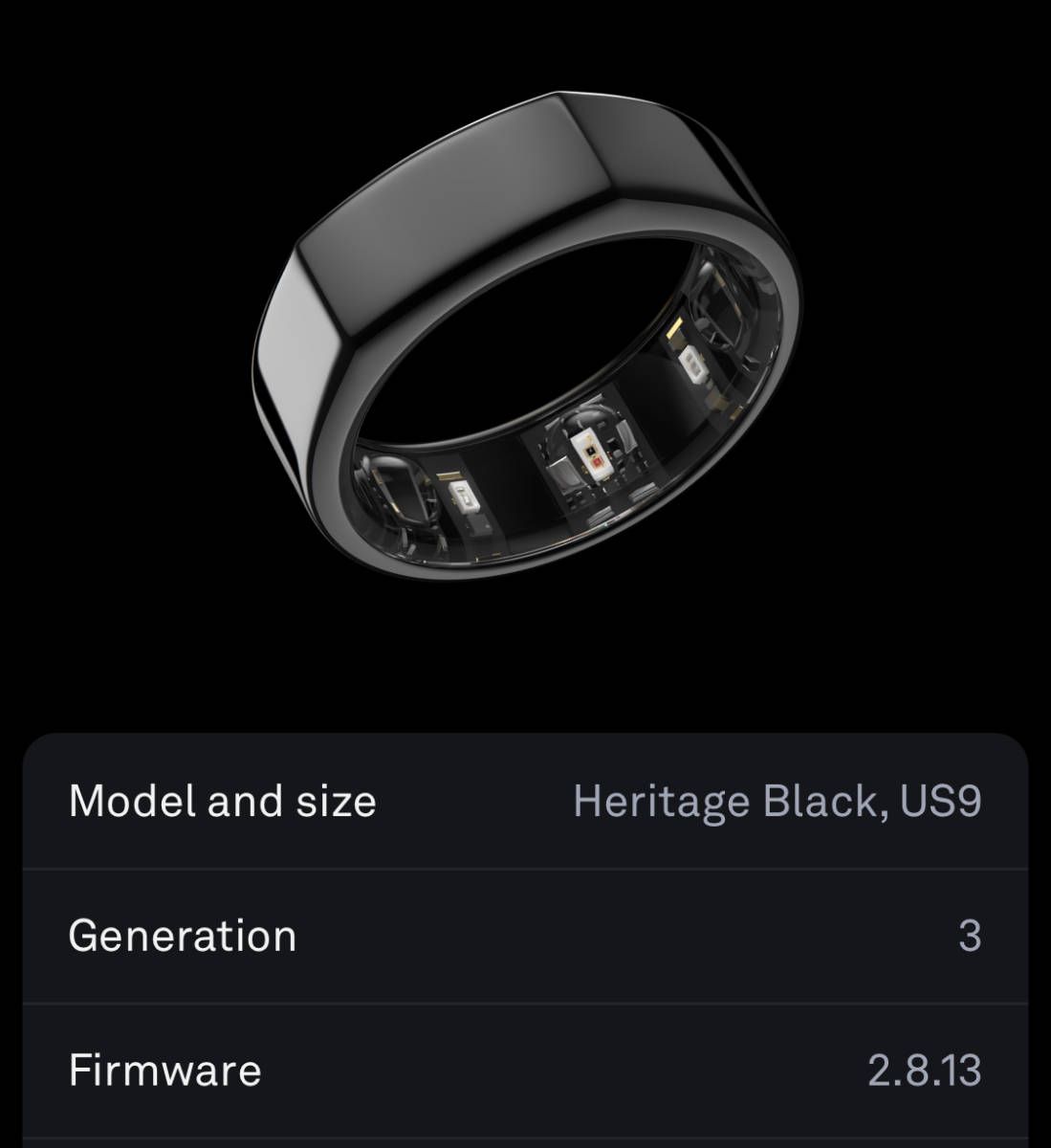 Oura Gen3 US9 Heritage Black - その他