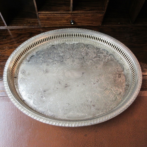  England made kitchen miscellaneous goods silver plate guarantee Lee tray length 33cm width 41cm oval type tray O-Bon Britain made tableware 1493sb