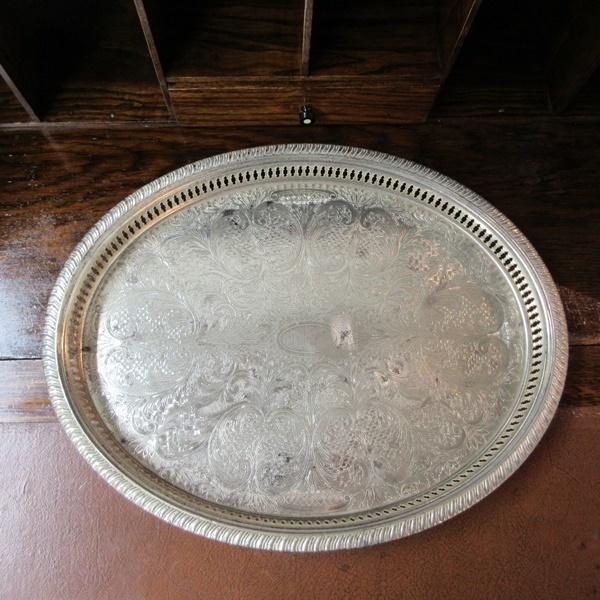  England made kitchen miscellaneous goods silver plate guarantee Lee tray length 33cm width 41cm oval type tray O-Bon Britain made tableware 1493sb