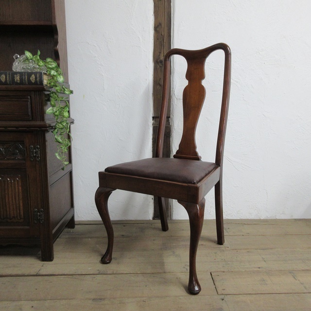  England antique furniture SALE sale Queen Anne chair dining chair cat legs chair wooden Britain QUEENANNCHAIR 4449dz Medama!