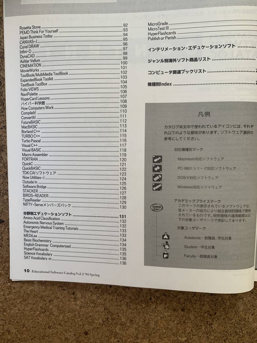 ソフトウェアカタログ　1994年春号　for Macintosh DOS/V Windows PC-98　大学生協 EDUCATIONAL SOFTWARE CATALOG Vol.2_画像3