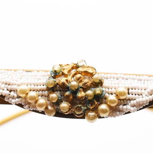  antique Gold metal pearl × beads bag frame 