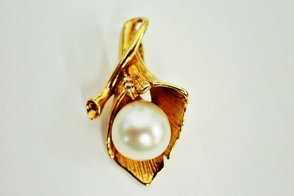 K18　パール　ダイヤモンド　デザイン　ネックレストップ　真珠/K2564