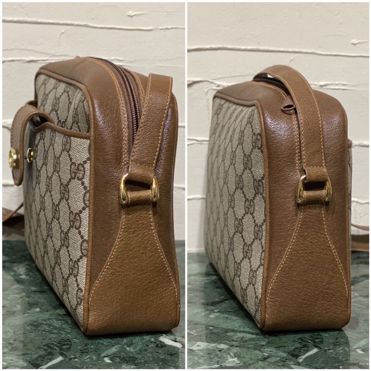 激レア 希少モデル 70'S OLD GUCCI ショルダーバッグ ポーチ付き クレスト エンブレムGGスプリーム PVCレザー ポシェット VINTAGE 斜め掛け_画像4