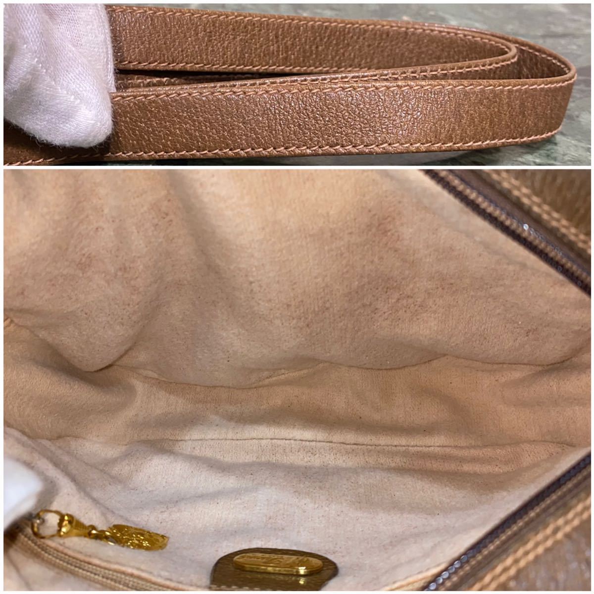 激レア 希少モデル 70'S OLD GUCCI ショルダーバッグ ポーチ付き クレスト エンブレムGGスプリーム PVCレザー ポシェット VINTAGE 斜め掛け