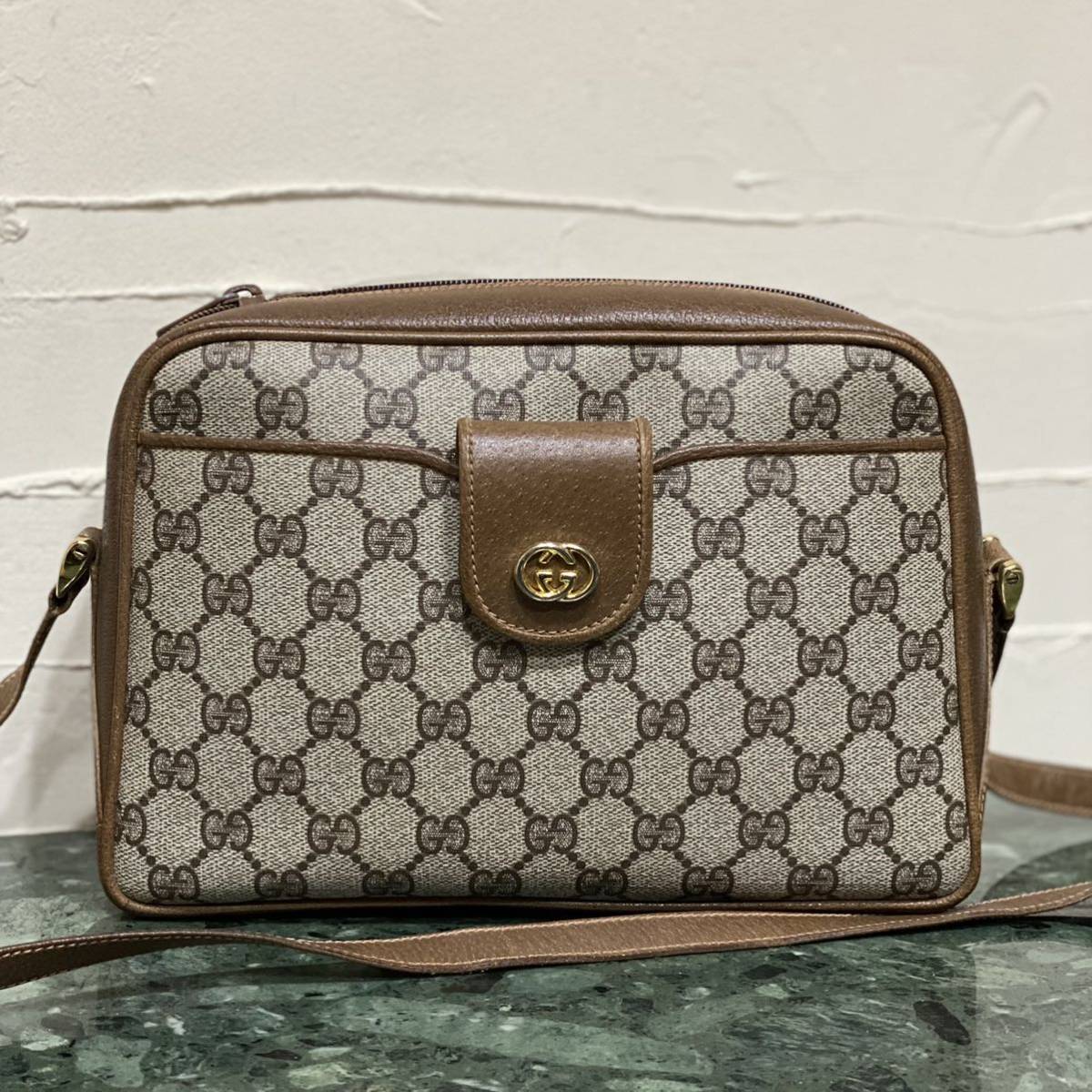 GUCCI オールドグッチ ショルダーバッグ GG モノグラム PVC グッチ 