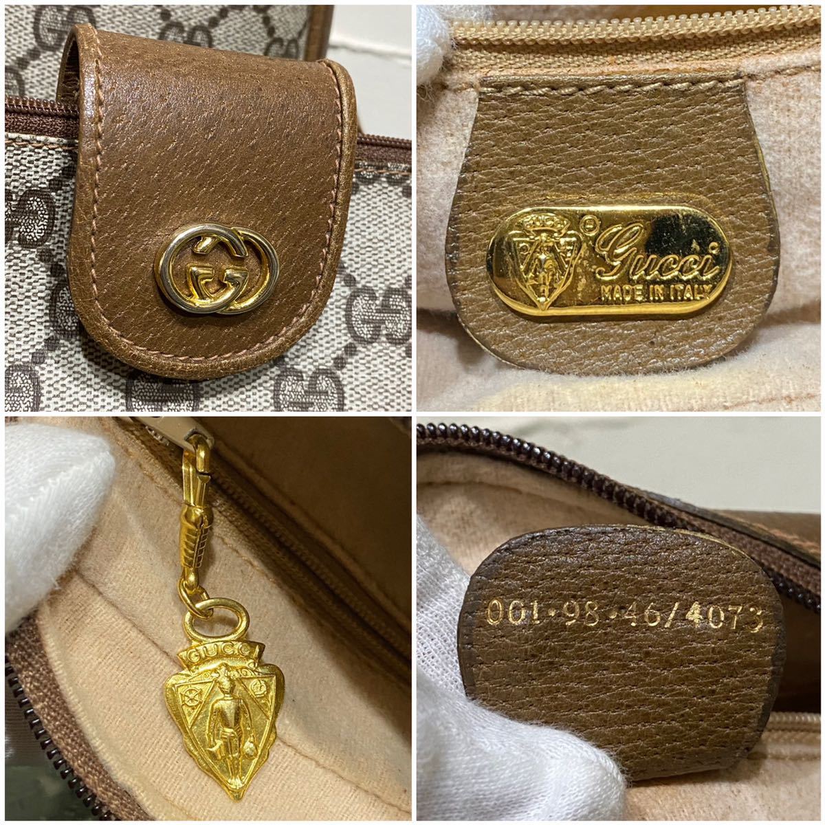 激レア 希少モデル 70'S OLD GUCCI ショルダーバッグ ポーチ付き クレスト エンブレムGGスプリーム PVCレザー ポシェット VINTAGE 斜め掛け_画像5