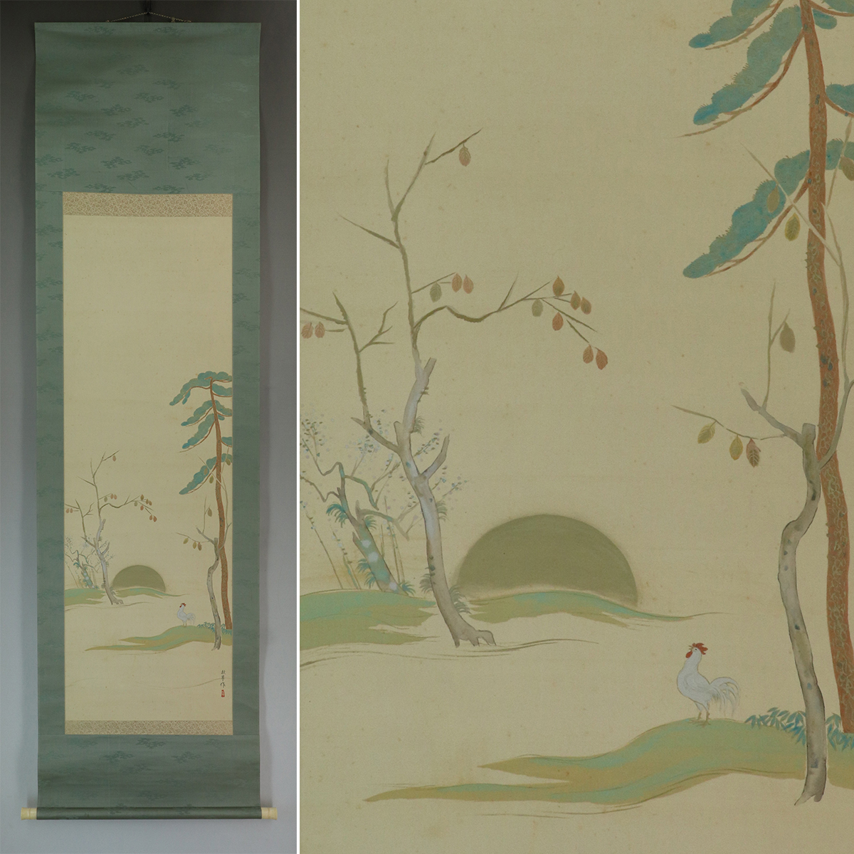 【真作】玉鳳/富士山図/山水図/富岳図/富嶽図/富峰図/掛軸☆宝船☆AD-435 真作】玉鳳/富士山図/山水図/富岳図/富嶽図/富峰図/掛軸