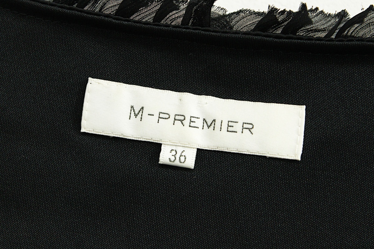 美品/小さいサイズ M-PREMIER/Mプルミエ ノースリーブフリルチュニック 黒36 ai396_画像10