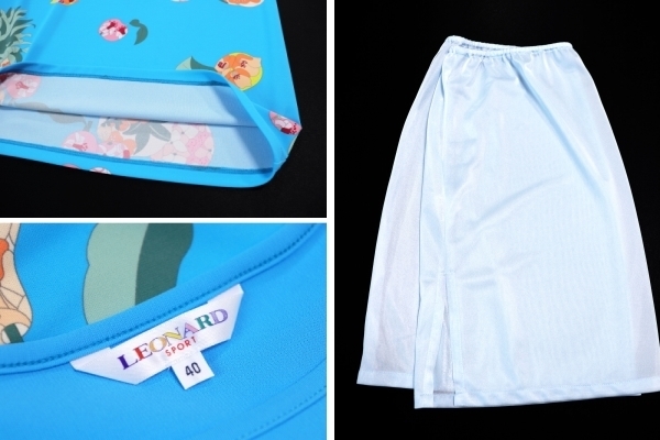 ☆美品2019☆LEONARD SPORTレオナール/フルーツ花プリントワンピース:40/ブルーxq751_画像10
