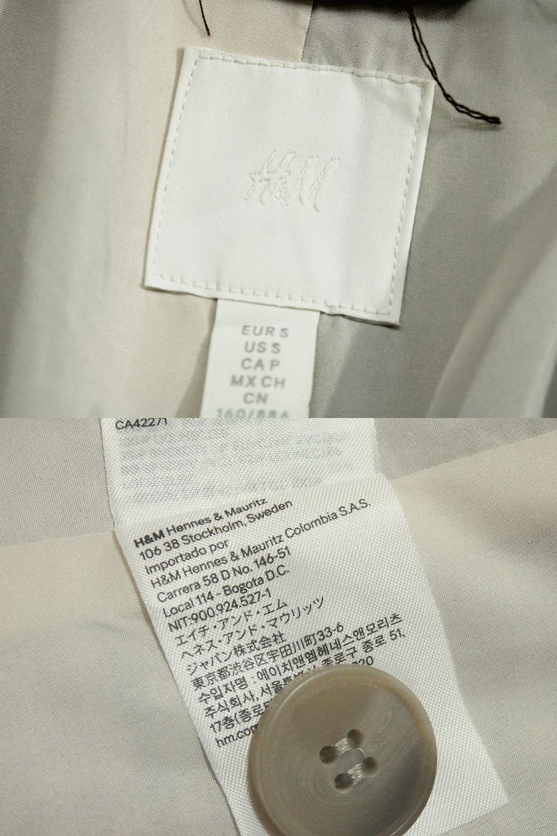 美品/小さいサイズ/国内正規品 H&M チェック柄ジャケット 茶白S ai595_画像10
