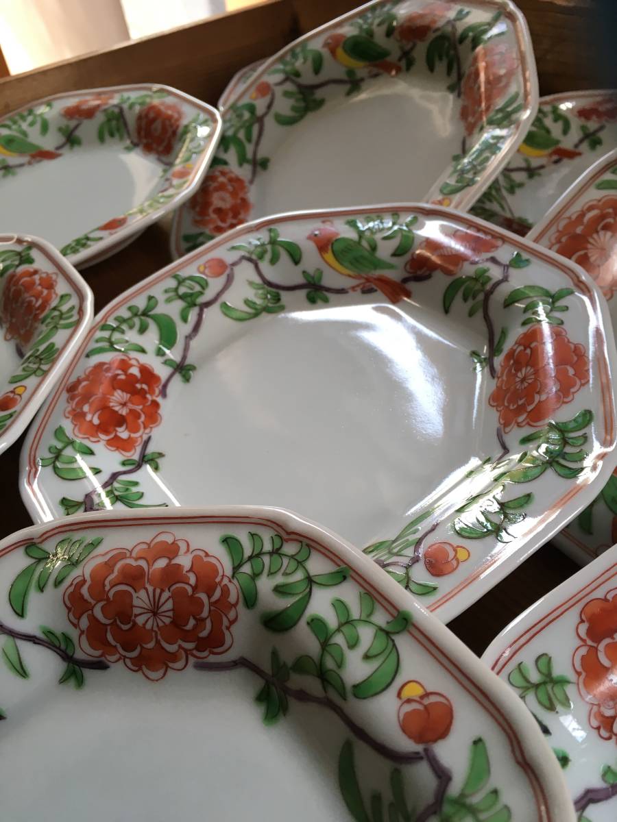 訳あり商品 花鳥文皿 南京赤絵写 十客揃 kyouyaki Noritake 永楽 乾山 日本向け正規品 木箱入 5客揃 向付 京焼 雲錦 仁清 陶芸