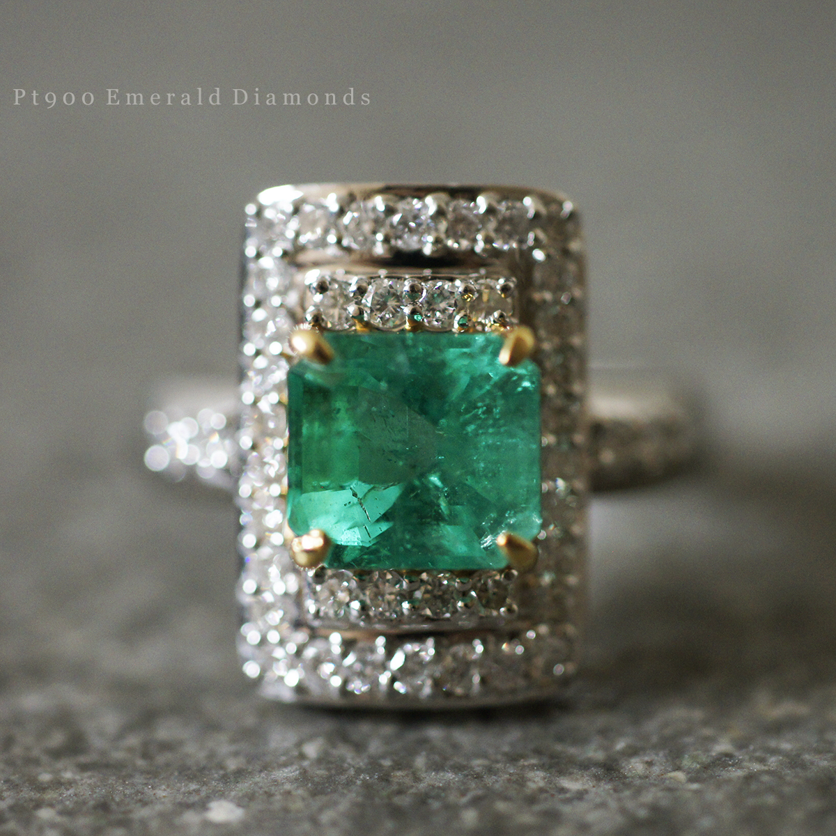 Pt 900 K18 YG エメラルド 2.34ct 天然 ダイヤモンド 0.74ct