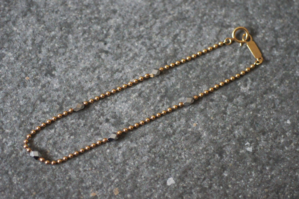 K18 YG main ball chain Pt 850 many surface cut Vintage bracele lady's jewelry accessory Gold platinum gold 