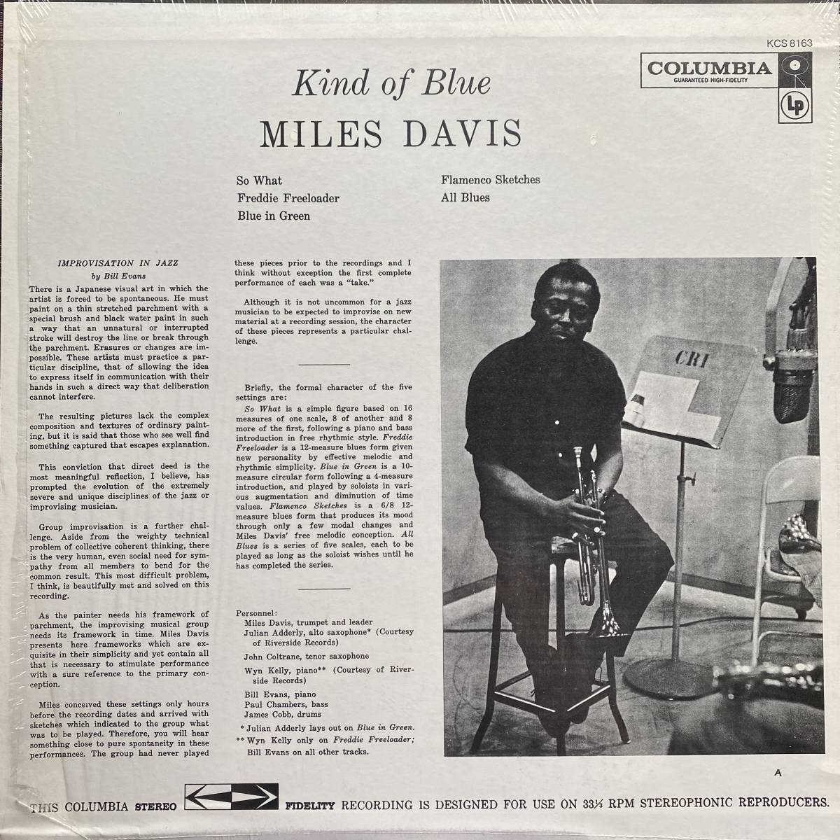 シュリンクLP / Miles Davis - Kind Of Blue / '77 / マイルス・デイヴィス カインド・オブ・ブルー / Columbia PC 8163 / ポスター_画像2