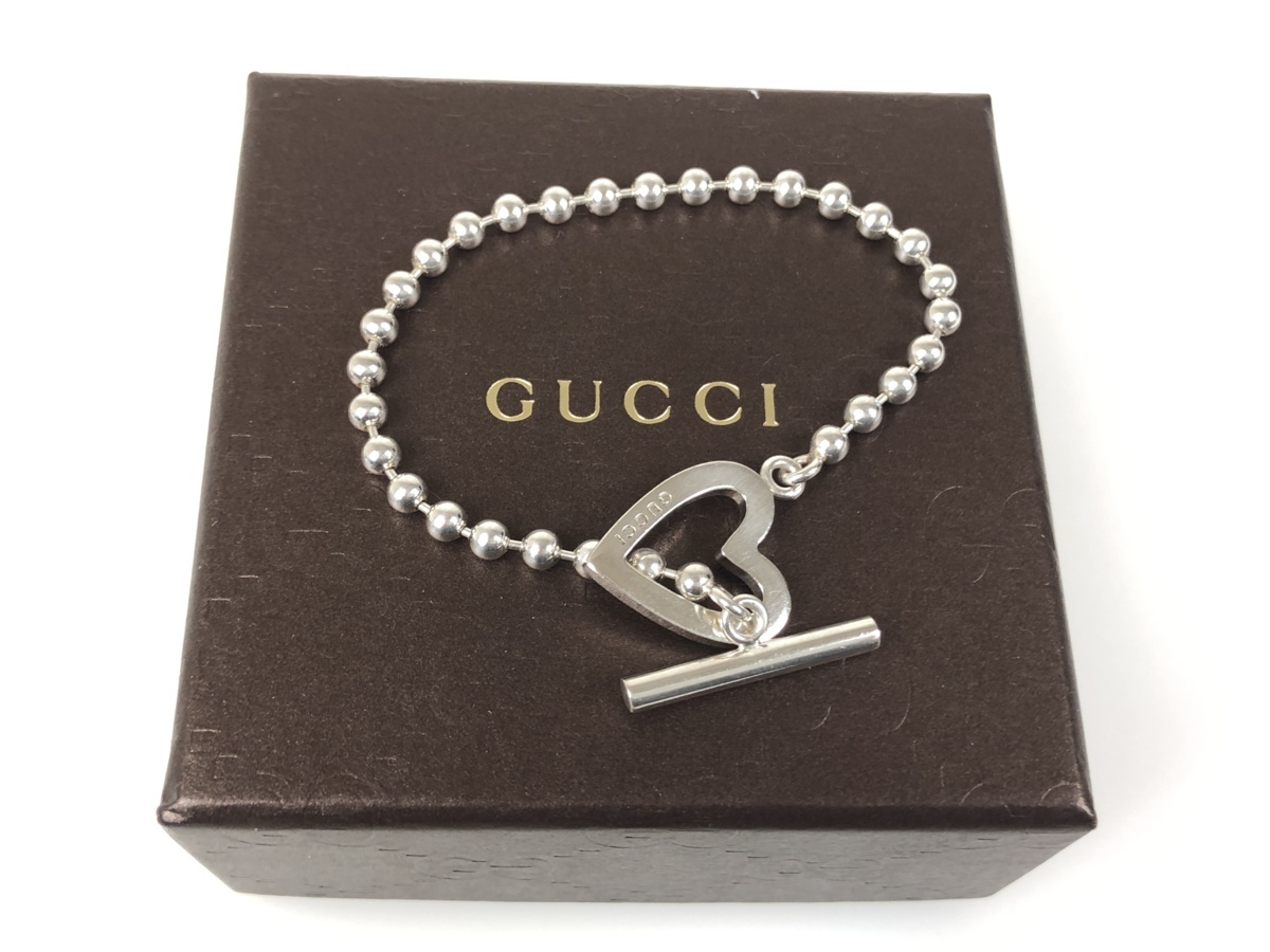 グッチ GUCCI ハートトグル ボールチェーン ブレスレット サイズ刻印＃17 シルバー925 YAS-3520