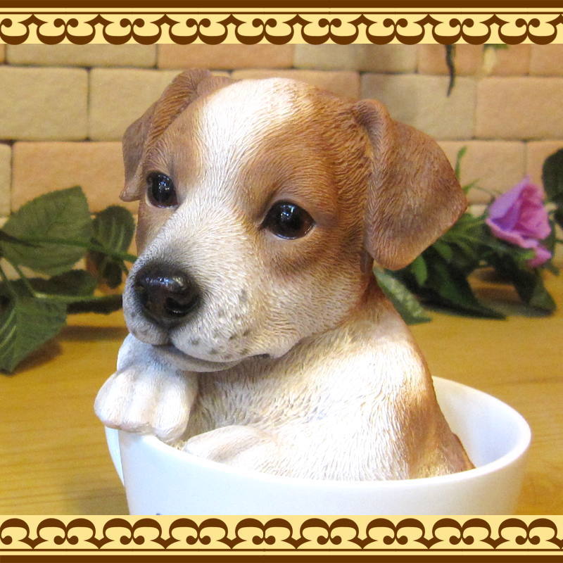 ジャックラッセルテリア 置物 ティーカップドッグＡタイプ リアルな犬のオブジェ いぬのフィギュア ガーデニングの画像4