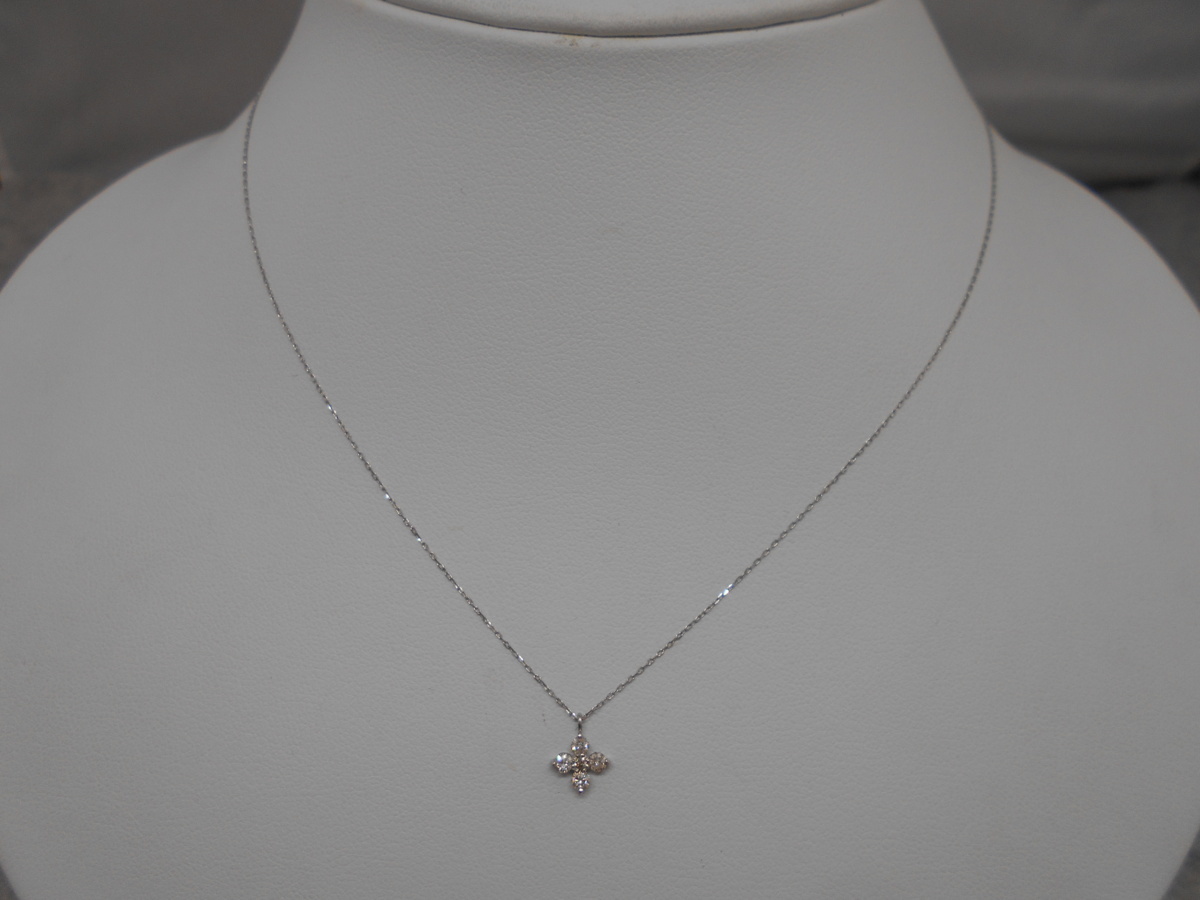 ネックレス】 ダイヤモンド 約0.2ct K18WG(刻印有) 18金 ホワイト