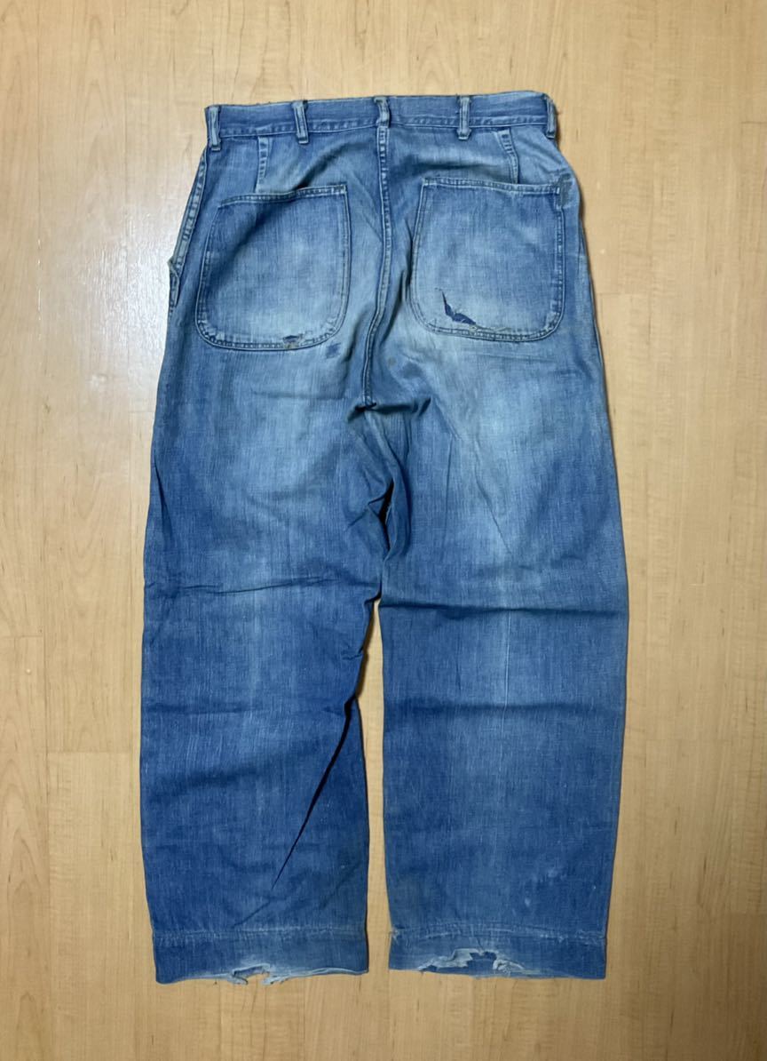 希少50'sデニムベイカーパンツ】U.S.NAVYデニムトラウザーズ40's USN