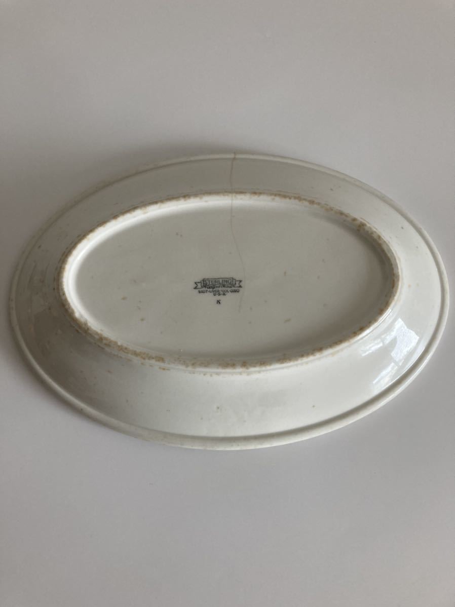 Vintage 50’ｓoval plate east river pool omio usa ヴィンテージ プレート 大オーバル アメリカ レストランウェアアンティーク 肉皿_画像4