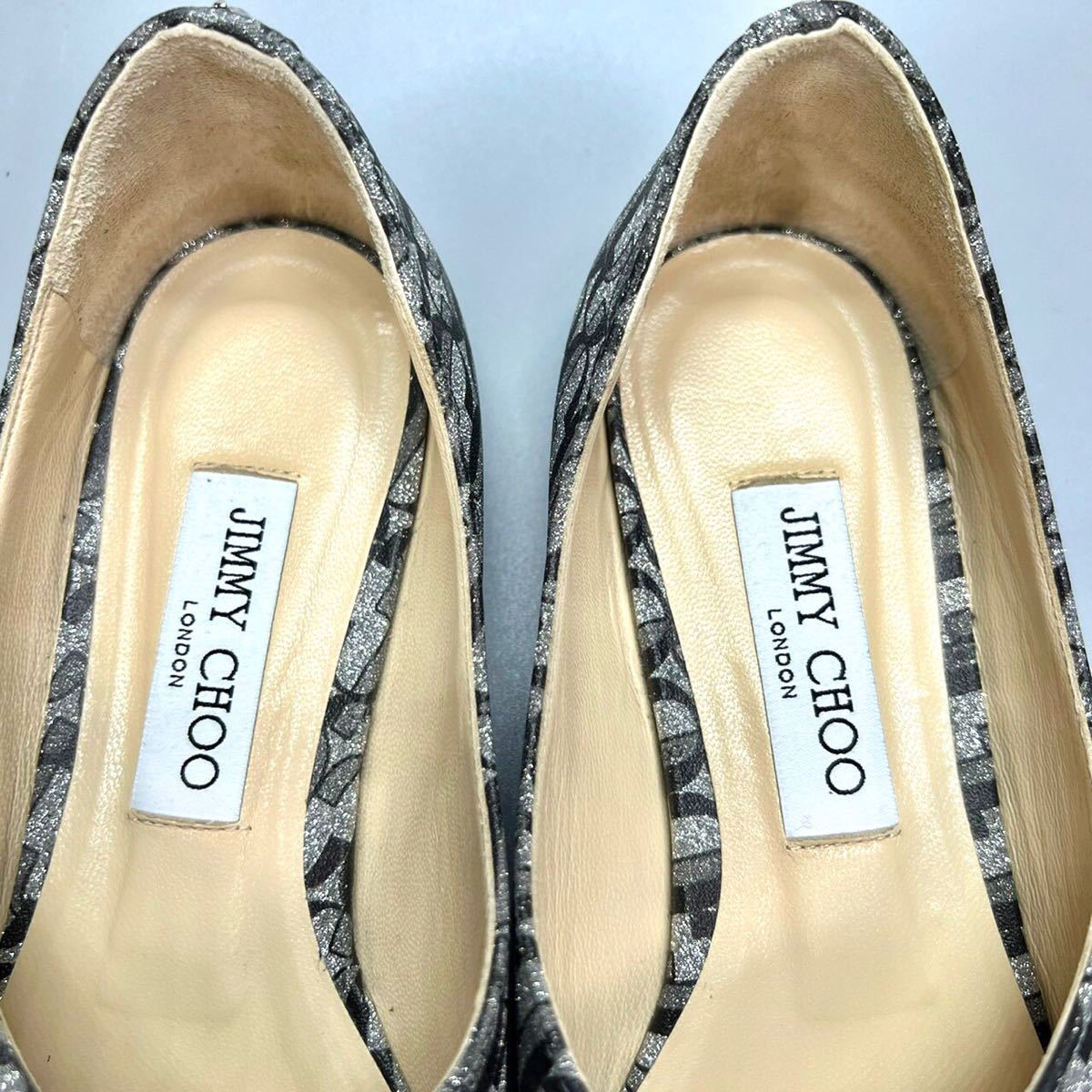 JIMMY CHOO Jimmy Choo flat shoes square tug Ritter 38 1/2 25.5cm lady's prompt decision 