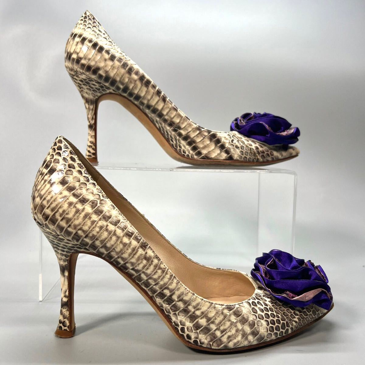MANOLO BLAHNIK マノロブラニク パンプス パイソン ヘビ革-