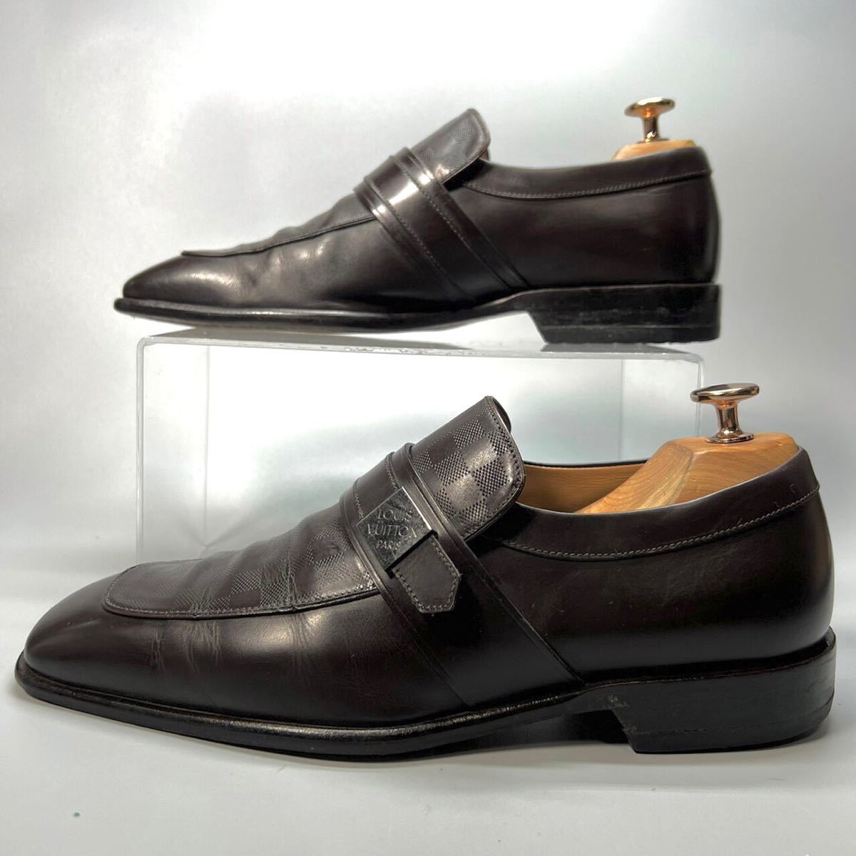 LOUIS VUITTON ルイヴィトン 革靴 ダミエ ダークブラウン 5 1/2 24.5〜25.0cm メンズ 靴 シューズ