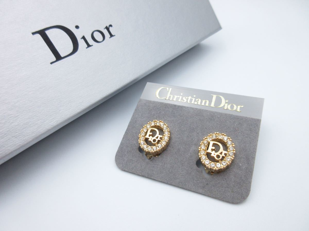 新作モデル 【極上美品】Christian Dior イヤリング ストーン ロゴ