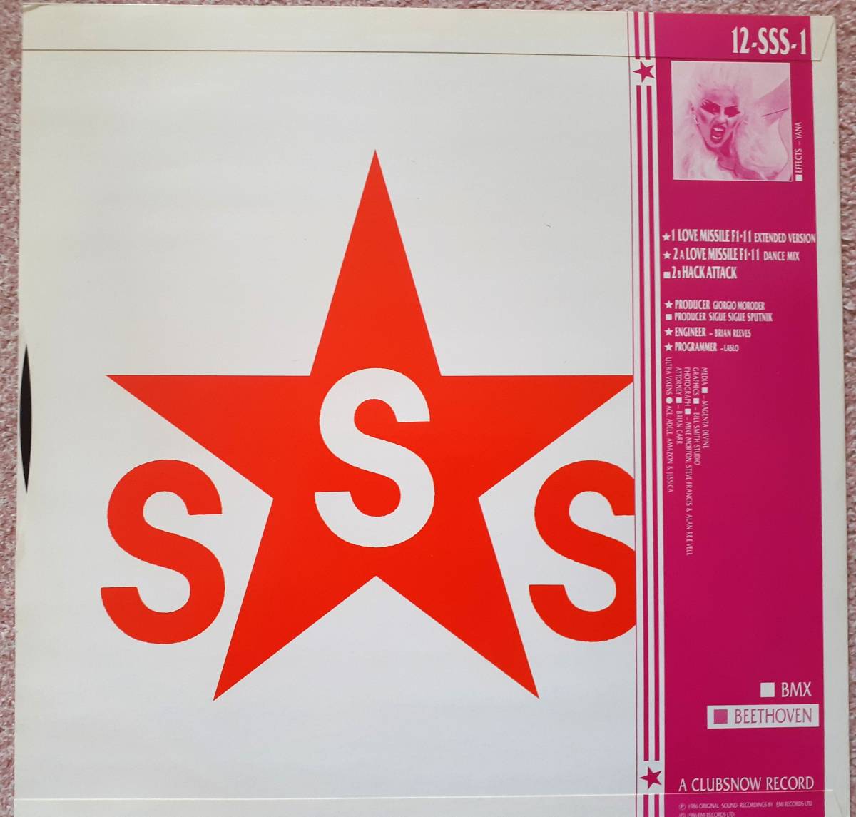 美盤　Sigue Sigue Sputnik　ジグ・ジグ・スパトニック　Love Missile F1-11　UK盤 オリジナル 12”シングルレコード_画像3
