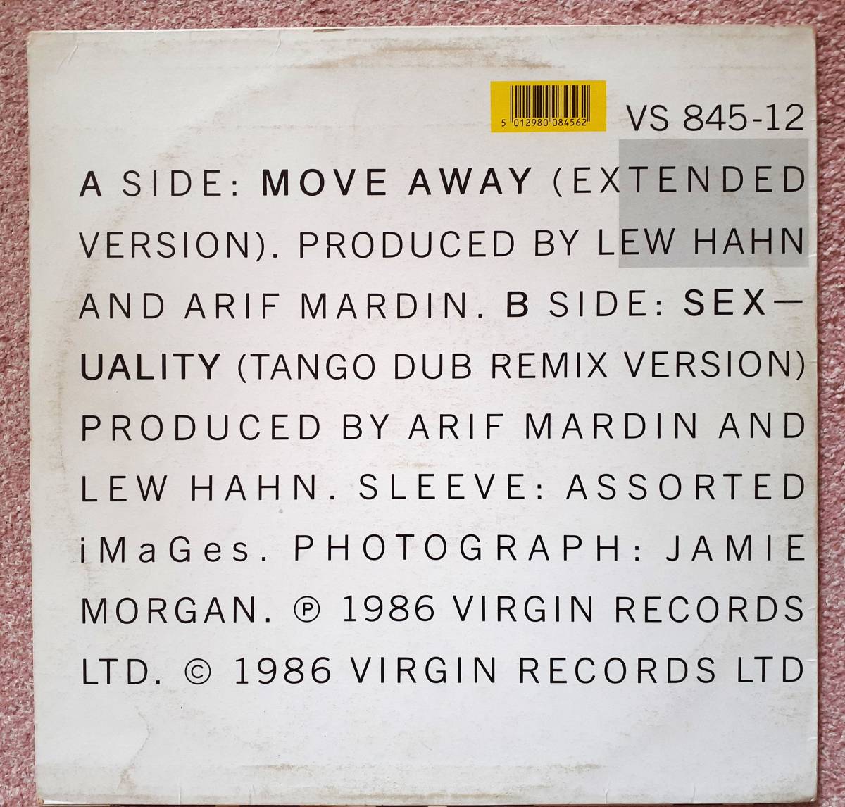 Culture Club　カルチャー・クラブ　Move Away (Extended)　オーストラリア盤 12”シングルレコード_画像2