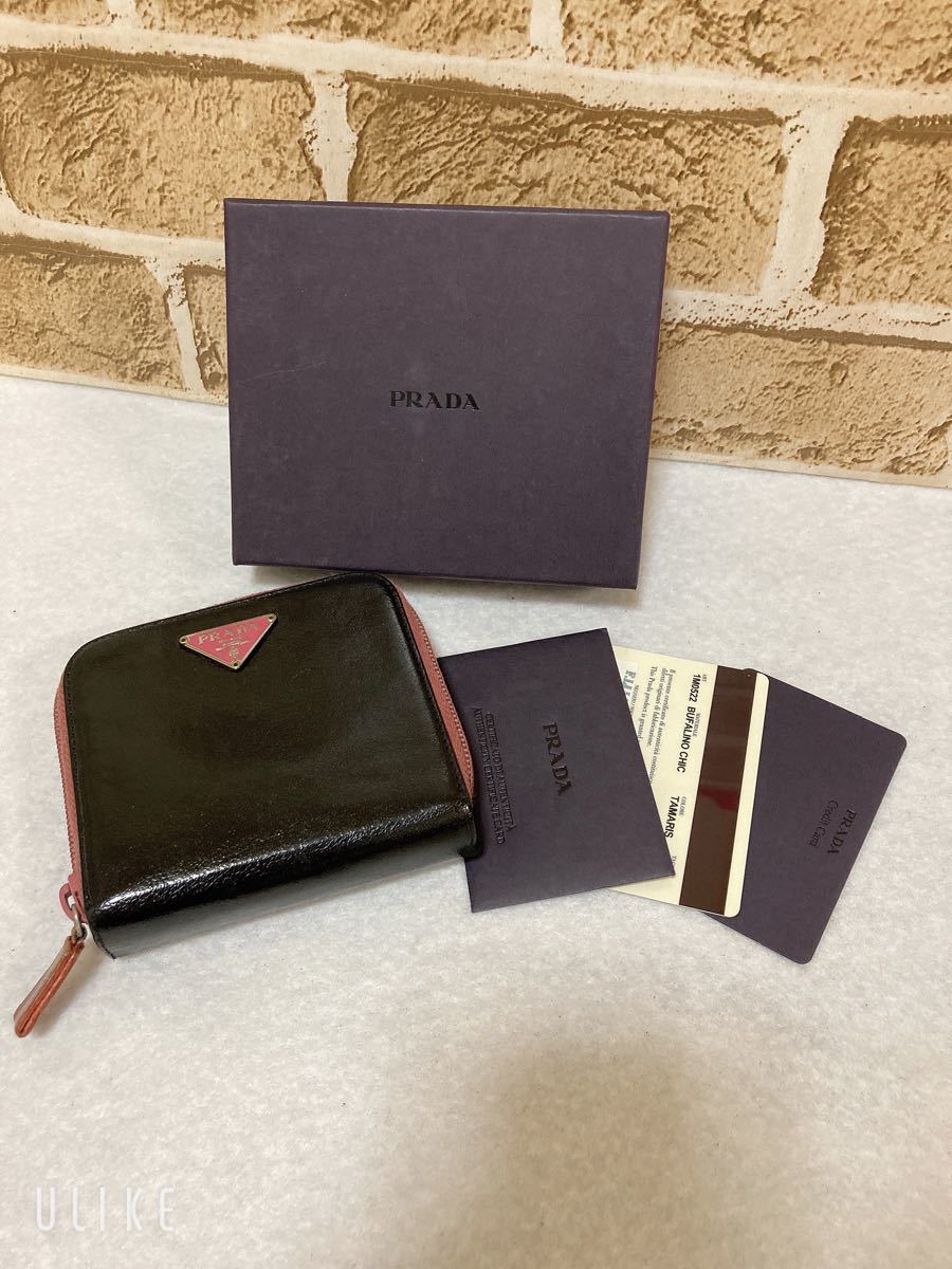 【ちゃちゃ様専用】PRADA 二つ折り財布　ブラック×ピンク　サフィアーノ 長財布 売れ筋正規品