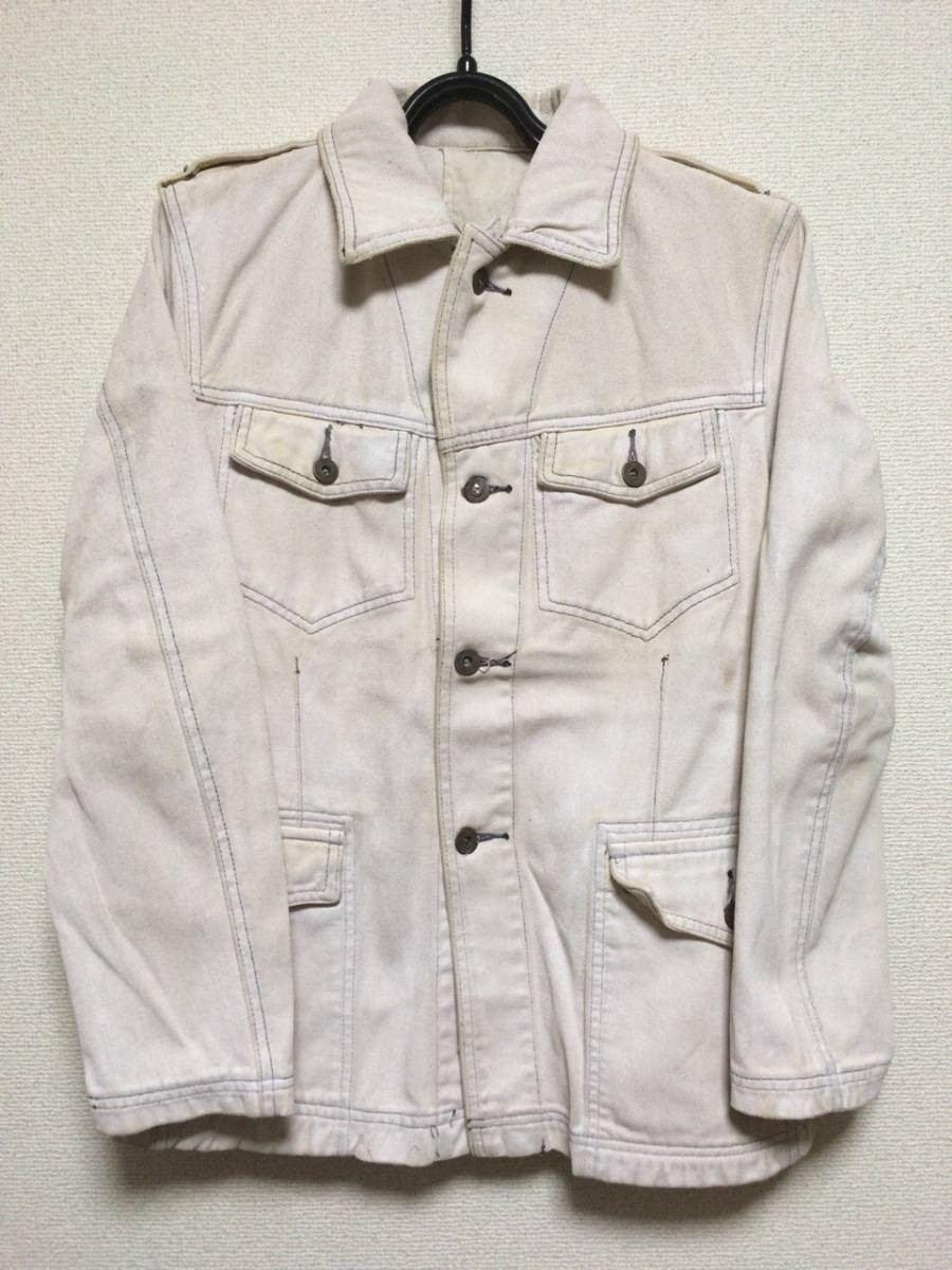 *Restrict abx.e- Be X 051-121009 white paint dirt processing military jacket Z-BJAI.G